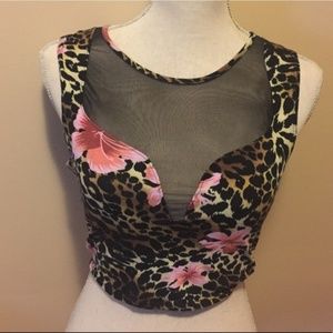 Sexy flower leopard cheetah  crop top